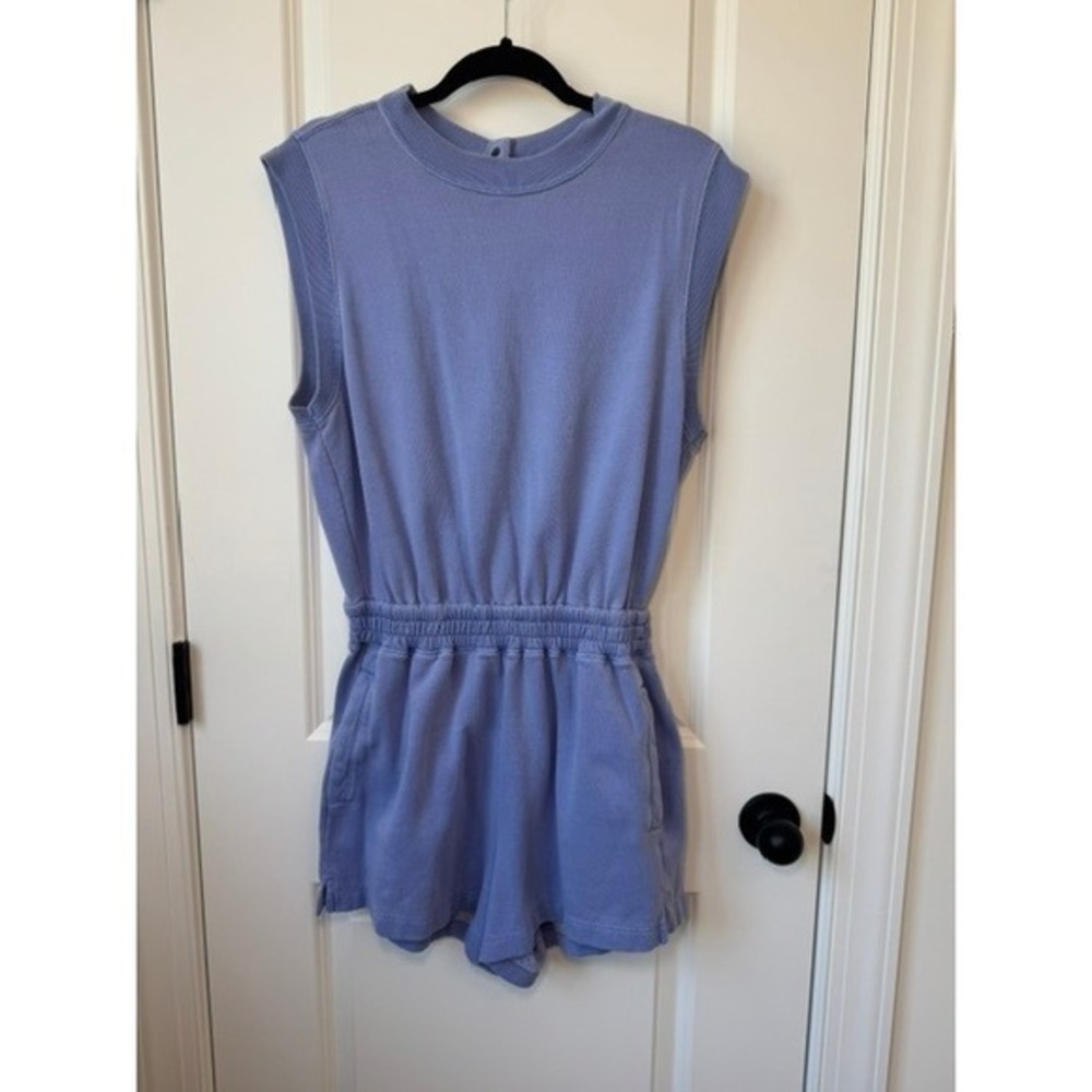 Abercrombie & Fitch Blue Open Back Fleece Romper Sleeveless M